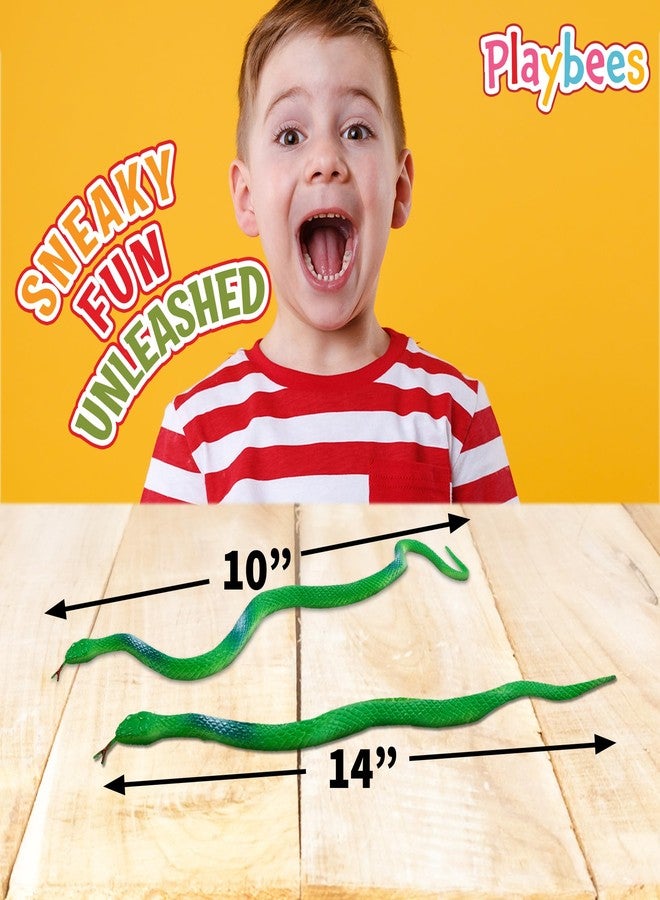 Playbees Rubber Toy Snakes - 12-Pack - 14 Inches - Assorted Lifelike Toy Snake, Realistic Serpents for Kids, Events, and Gags, Flexible and Float to Prank Friends and Family - Image 3